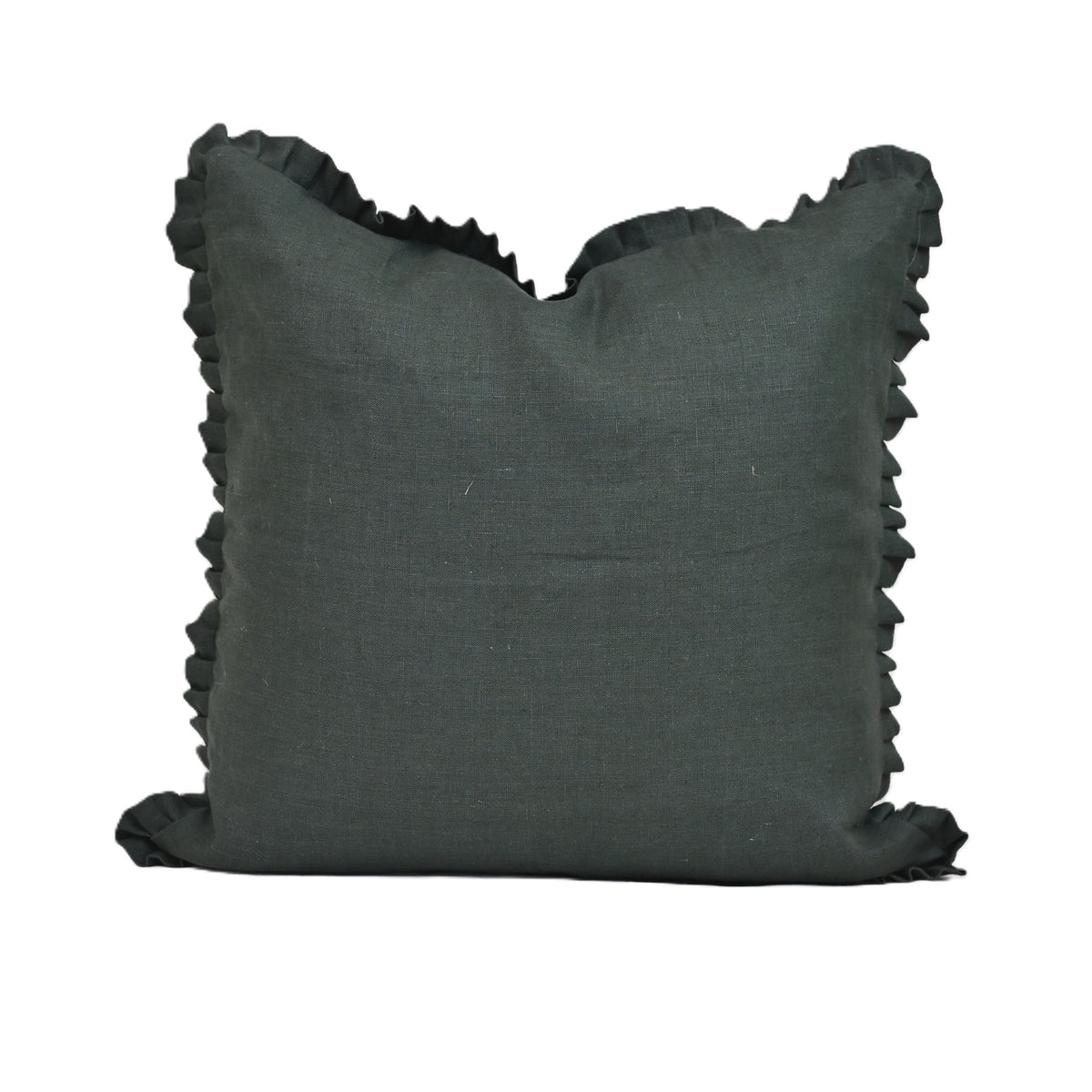 Aral Forest Green Solid Linen Pillow Cover