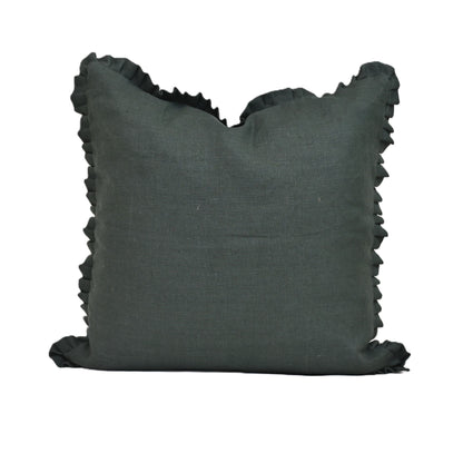Aral Forest Green Solid Linen Pillow Cover
