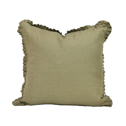 Eron Olive Green Solid Block Linen Pillow Cover