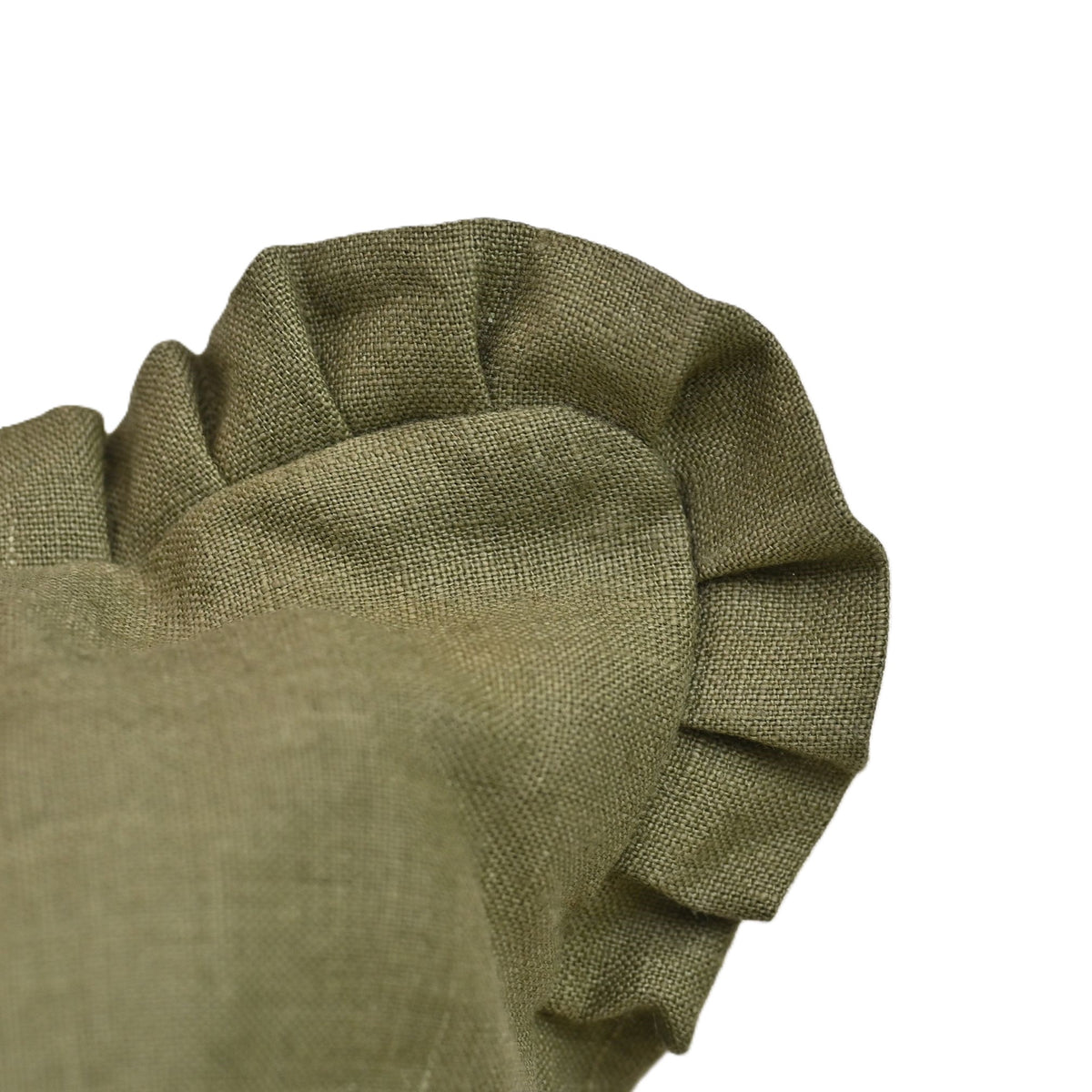 Olen Olive Green Solid Linen Pillow Cover
