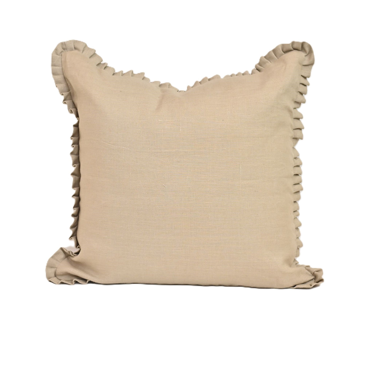 Tavi Beige Solid Linen Pillow Cover