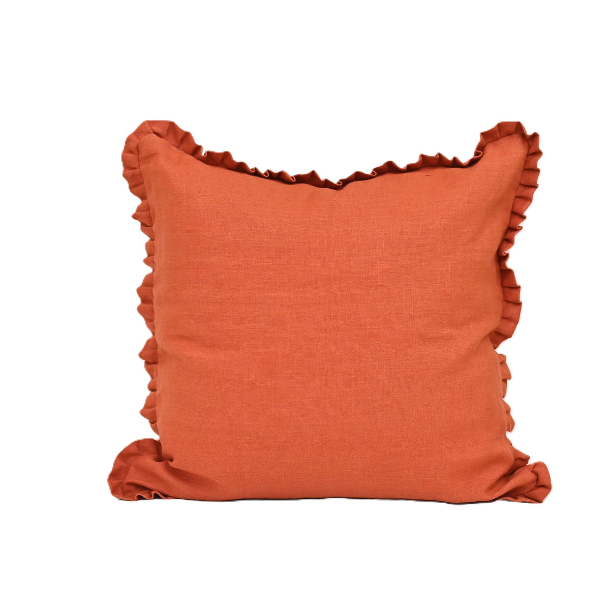 Leno Rust Orange Solid Linen Pillow Cover