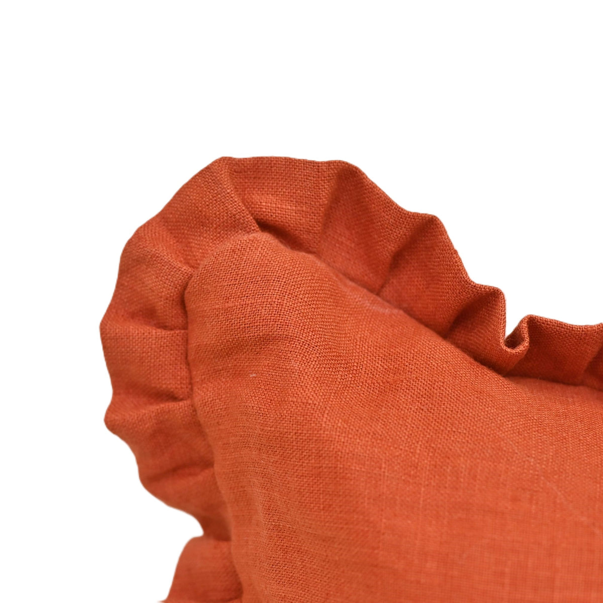 Leno Rust Orange Solid Linen Pillow Cover