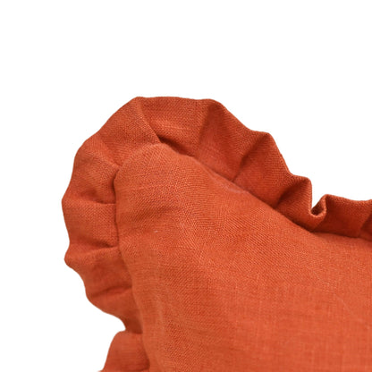 Leno Rust Orange Solid Linen Pillow Cover