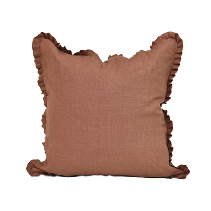 Nadoj Warm cocoa solid Linen Pillow Cover