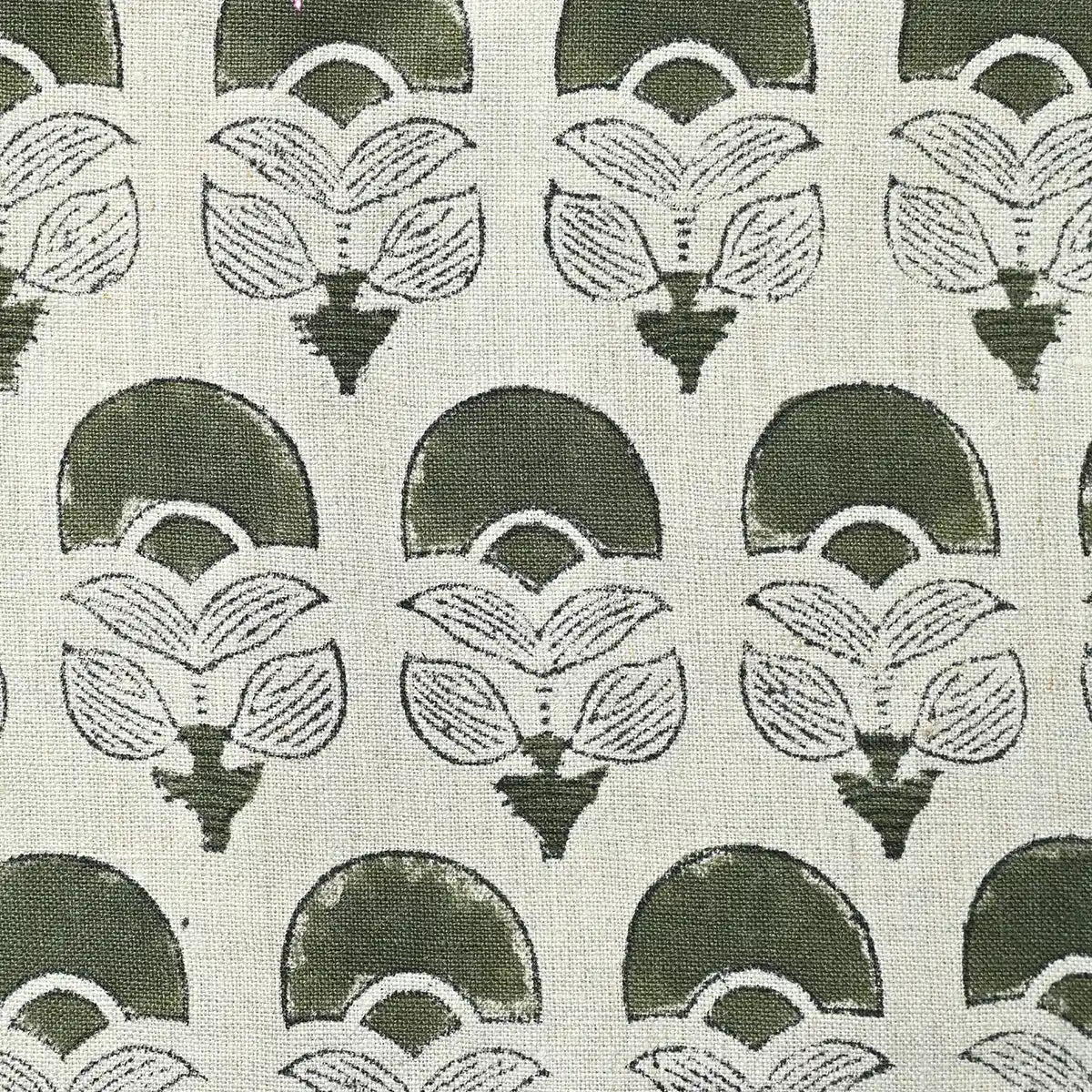 Butterfly Botanical Block Print Linen Fabric