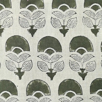 Butterfly Botanical Block Print Linen Fabric