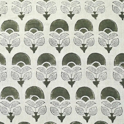 Butterfly Botanical Block Print Linen Fabric