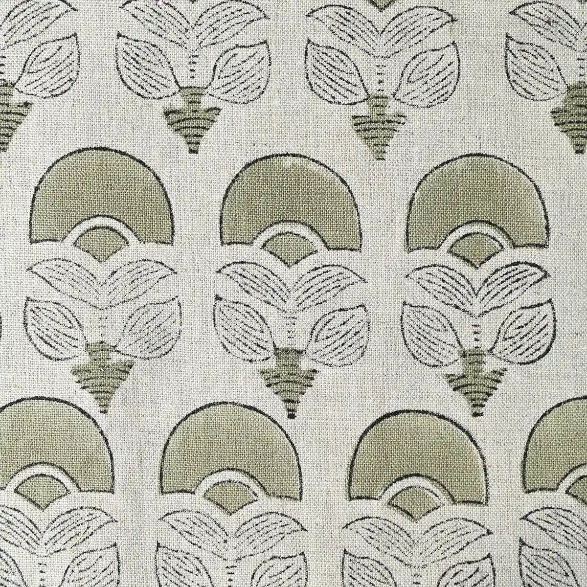 Butterfly Botanical Block Print Linen Fabric