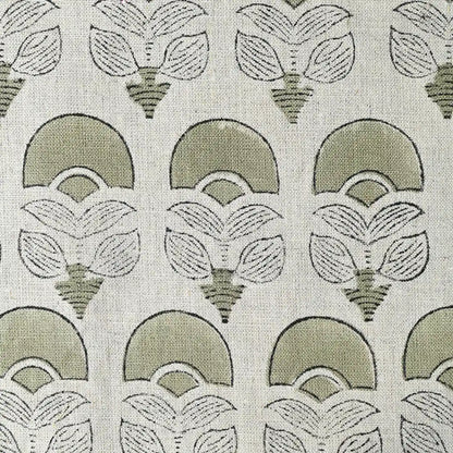 Butterfly Botanical Block Print Linen Fabric