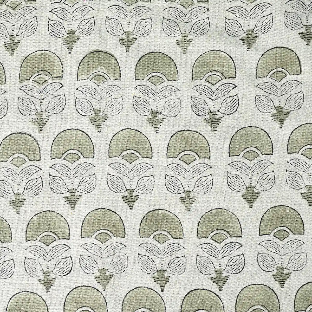 Butterfly Botanical Block Print Linen Fabric