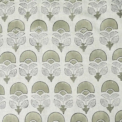 Butterfly Botanical Block Print Linen Fabric