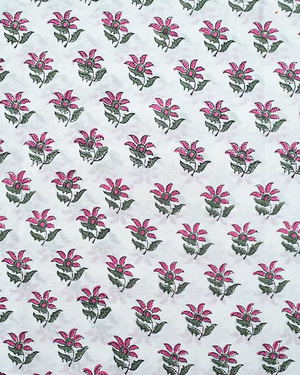 Velzia Floral Block Print Cotton Fabric