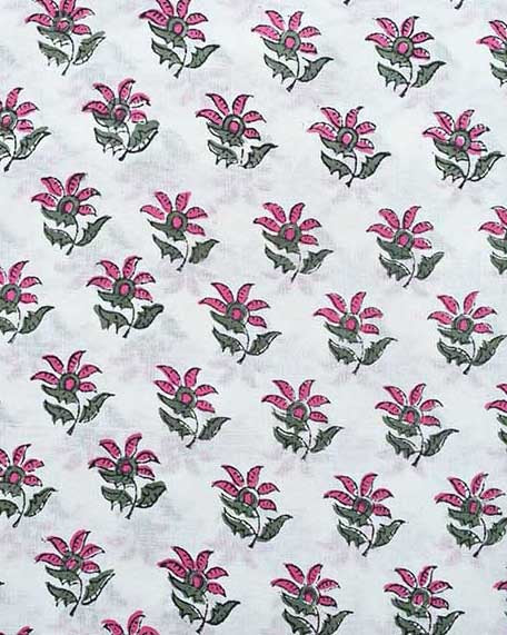 Velzia Floral Block Print Cotton Fabric
