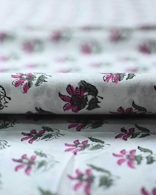 Velzia Floral Block Print Cotton Fabric