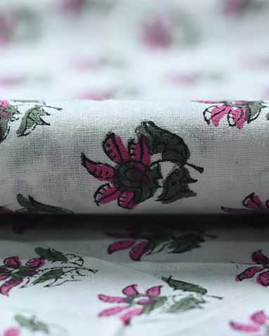 Velzia Floral Block Print Cotton Fabric