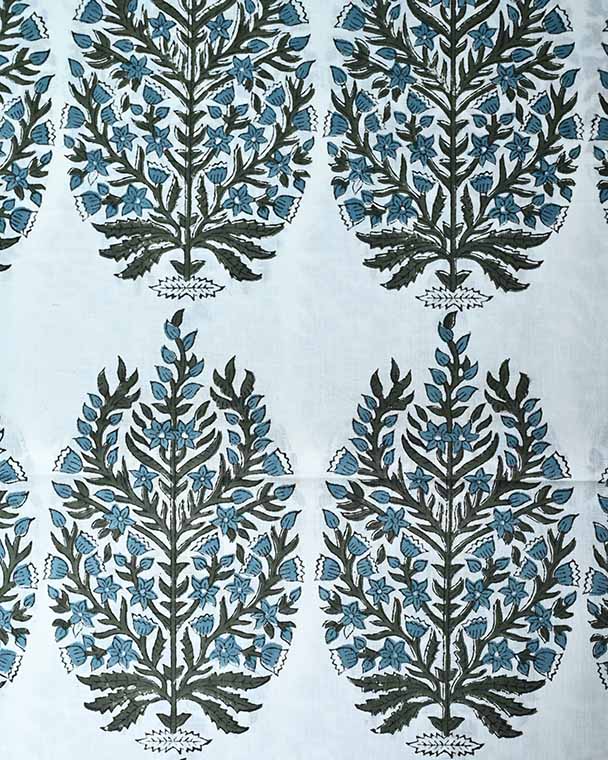 Solace Floral Block Print Cotton Fabric
