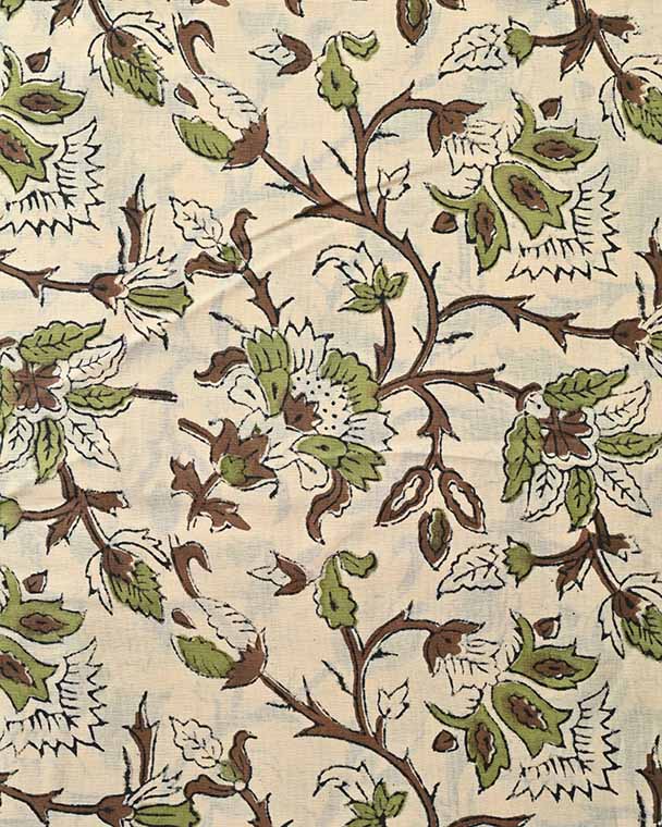 Briska Floral Block Print Cotton Fabric