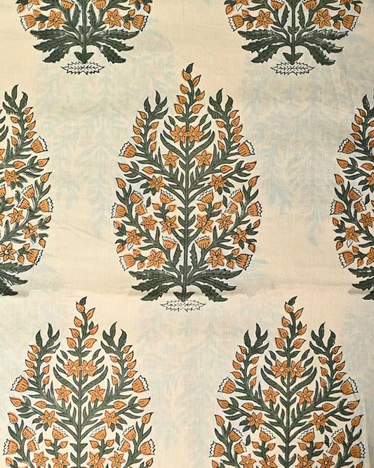 Solace Floral Block Print Cotton Fabric