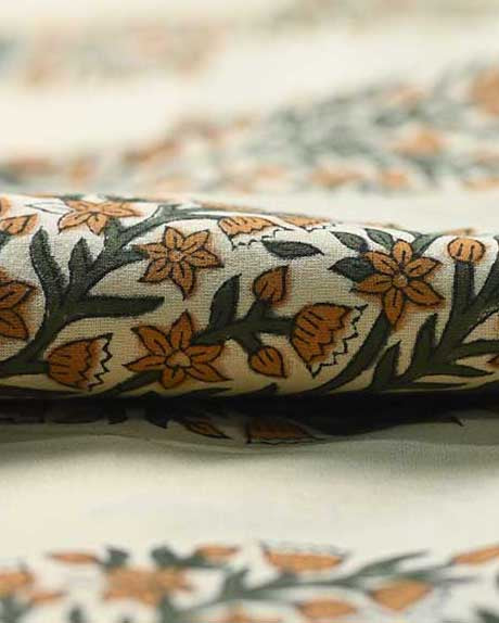 Solace Floral Block Print Cotton Fabric