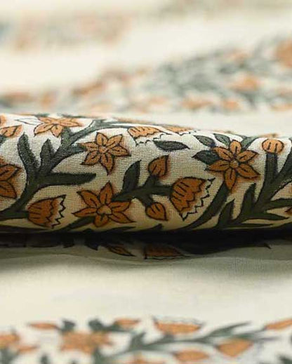 Solace Floral Block Print Cotton Fabric