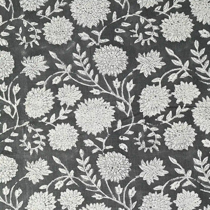 Loomis Floral Hand Block Print Linen Fabric