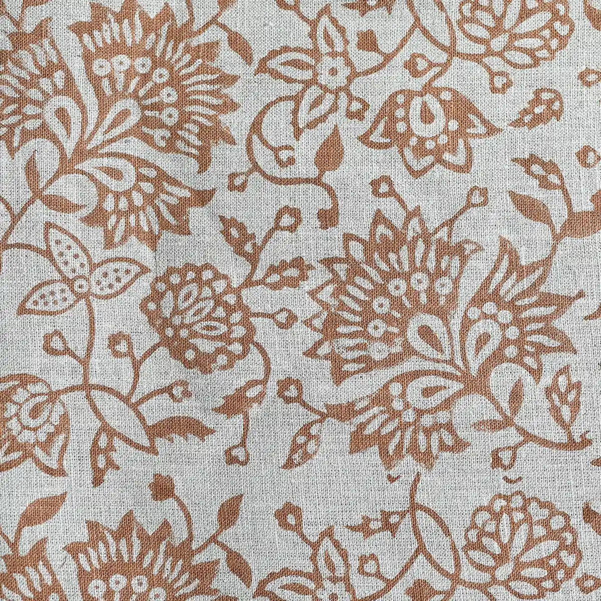 Knark Floral Hand Block Print  Linen Fabric
