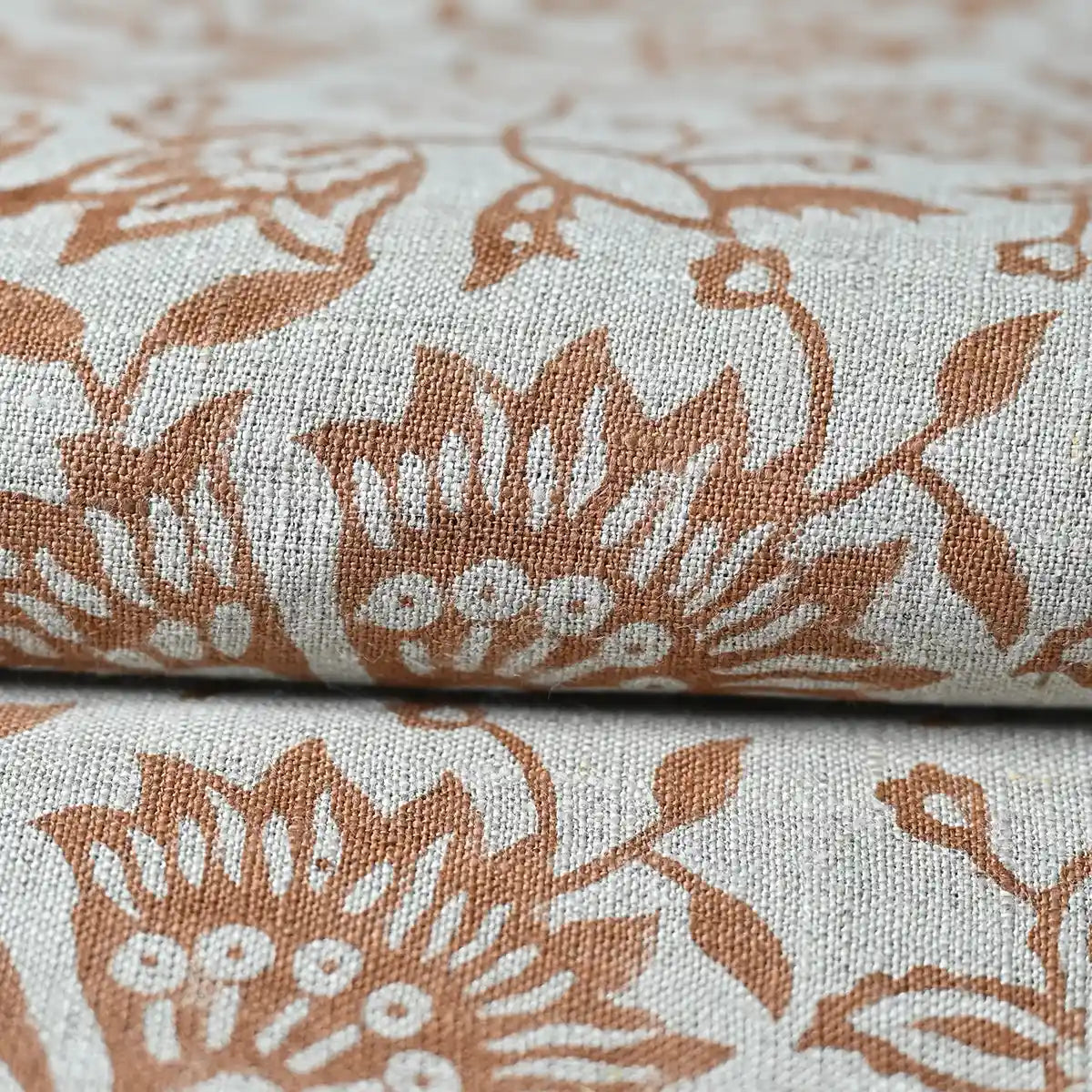 Knark Floral Hand Block Print  Linen Fabric
