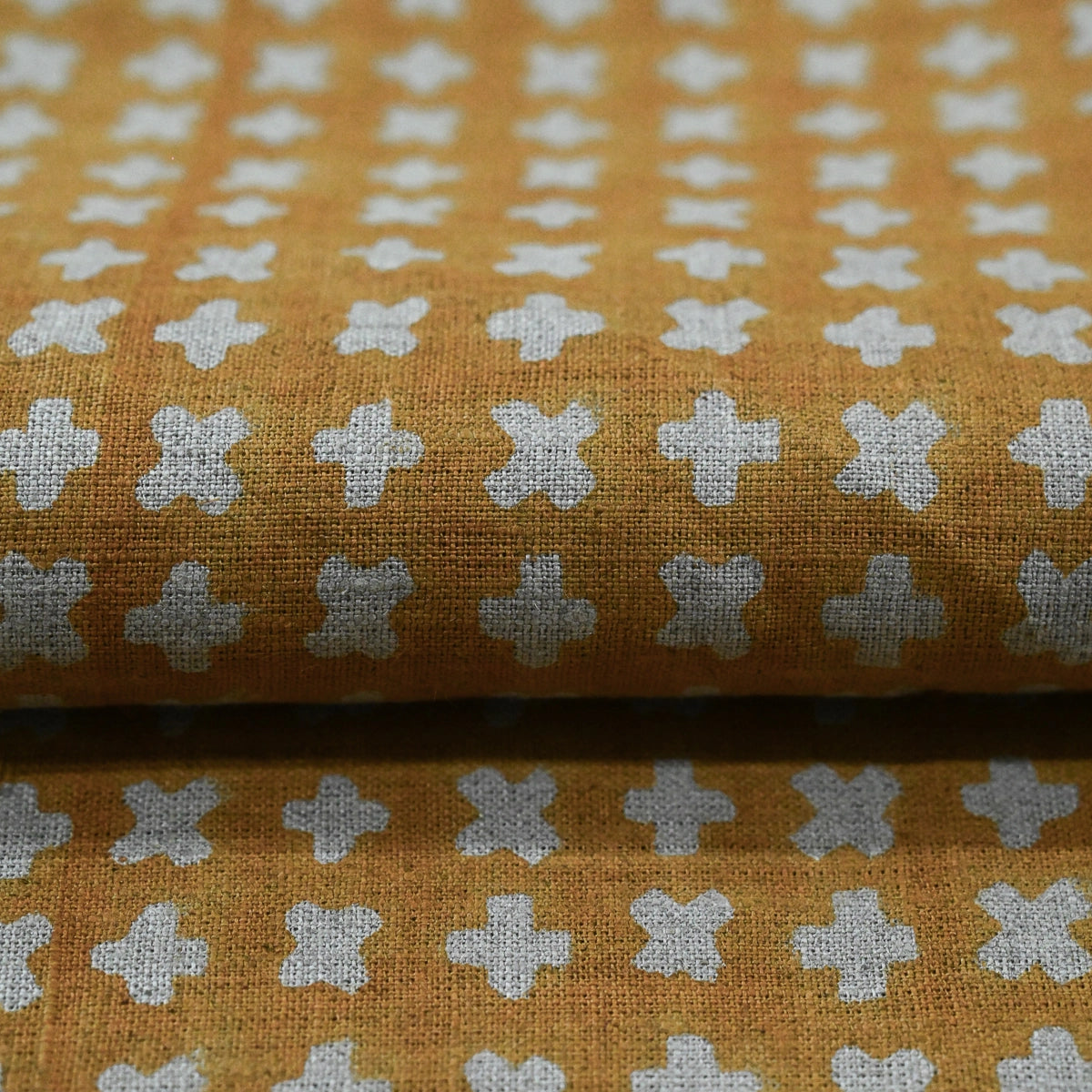 Enoki Geometric Block Print Linen Fabric