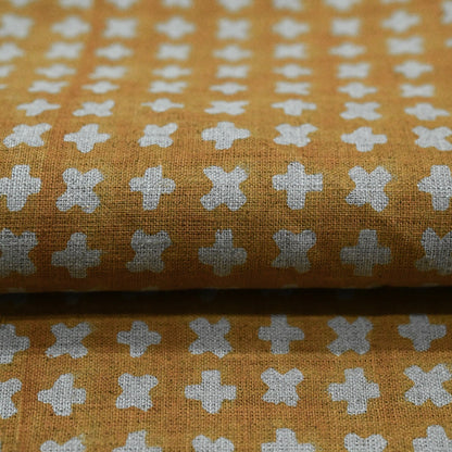 Enoki Geometric Block Print Linen Fabric