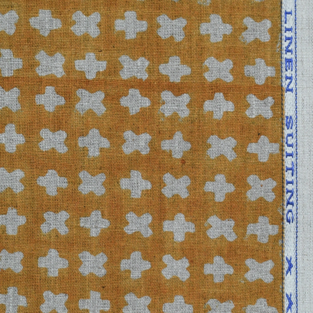 Enoki Geometric Block Print Linen Fabric