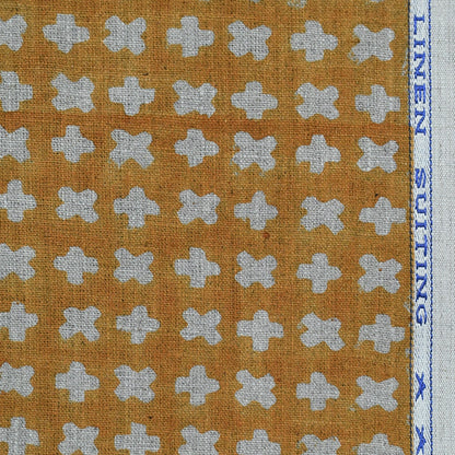 Enoki Geometric Block Print Linen Fabric
