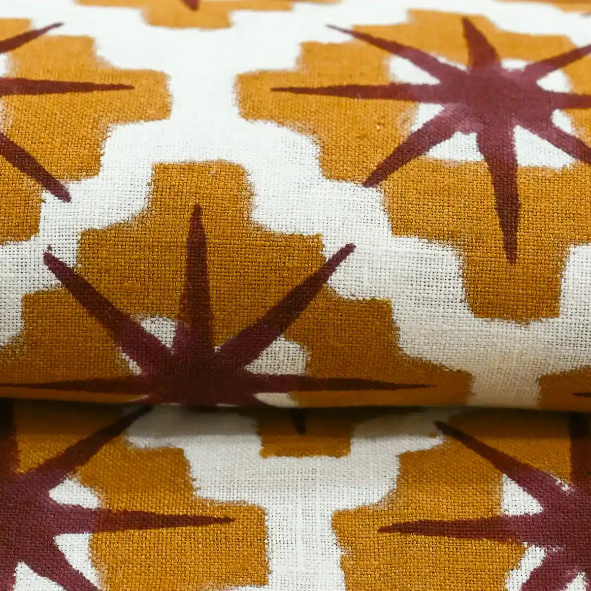 Crimsa Geometric Block Print Linen Fabric