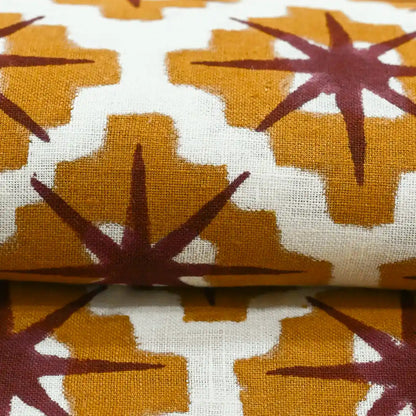 Crimsa Geometric Block Print Linen Fabric