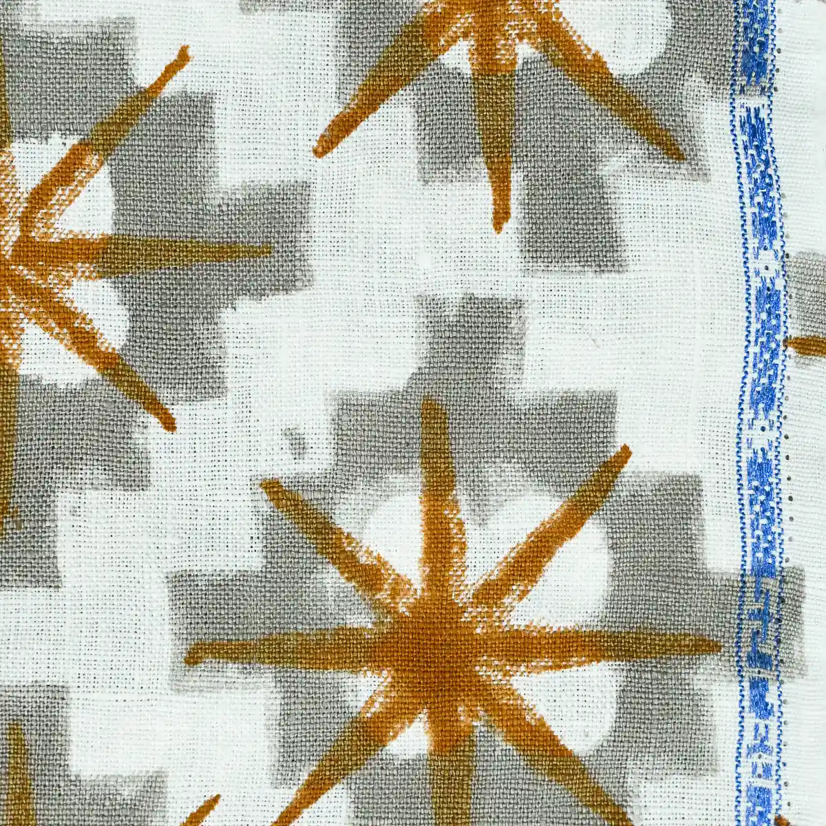 Crimsa Geometric Block Print Linen Fabric