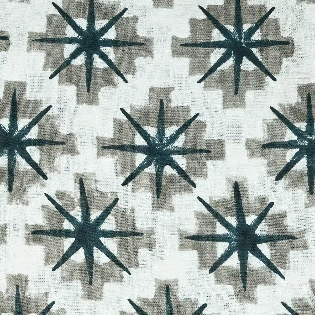 Crimsa Geometric Block Print Linen Fabric