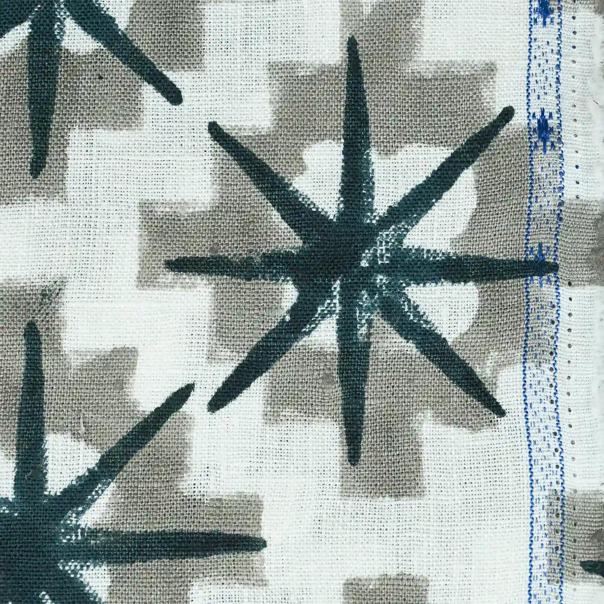 Crimsa Geometric Block Print Linen Fabric