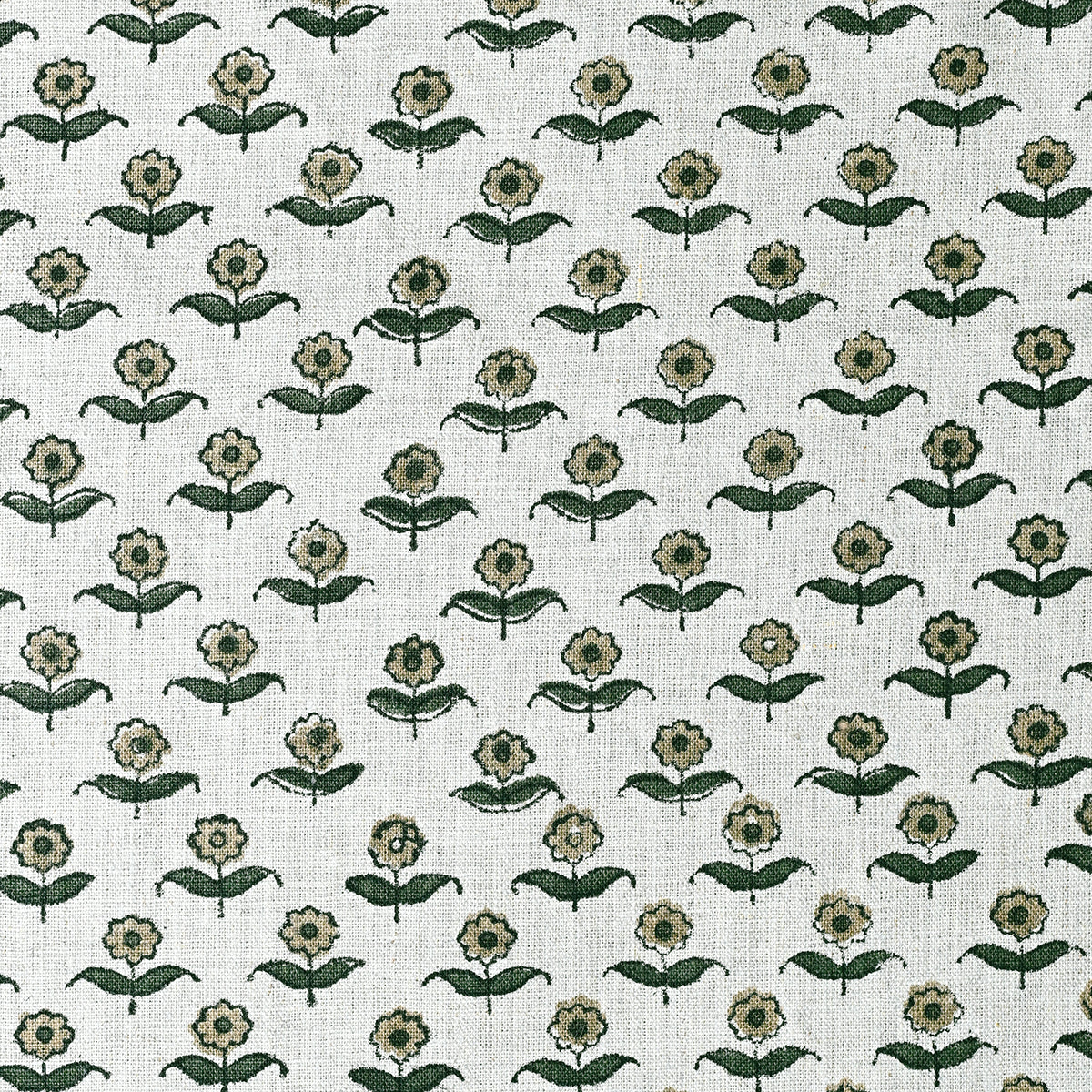 Yrolw Floral Hand Block Print Linen Fabric