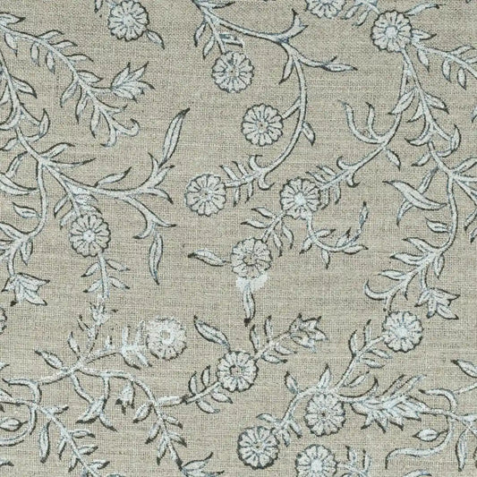 Ydorb Floral Hand Block Print Linen Fabric
