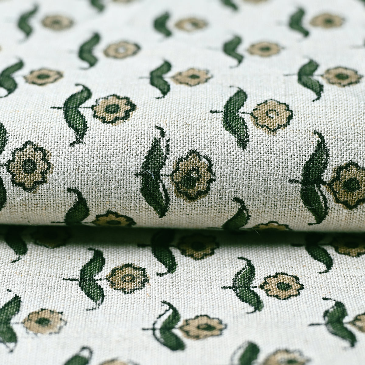 Yrolw Floral Hand Block Print Linen Fabric