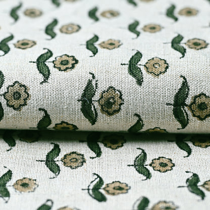 Yrolw Floral Hand Block Print Linen Fabric
