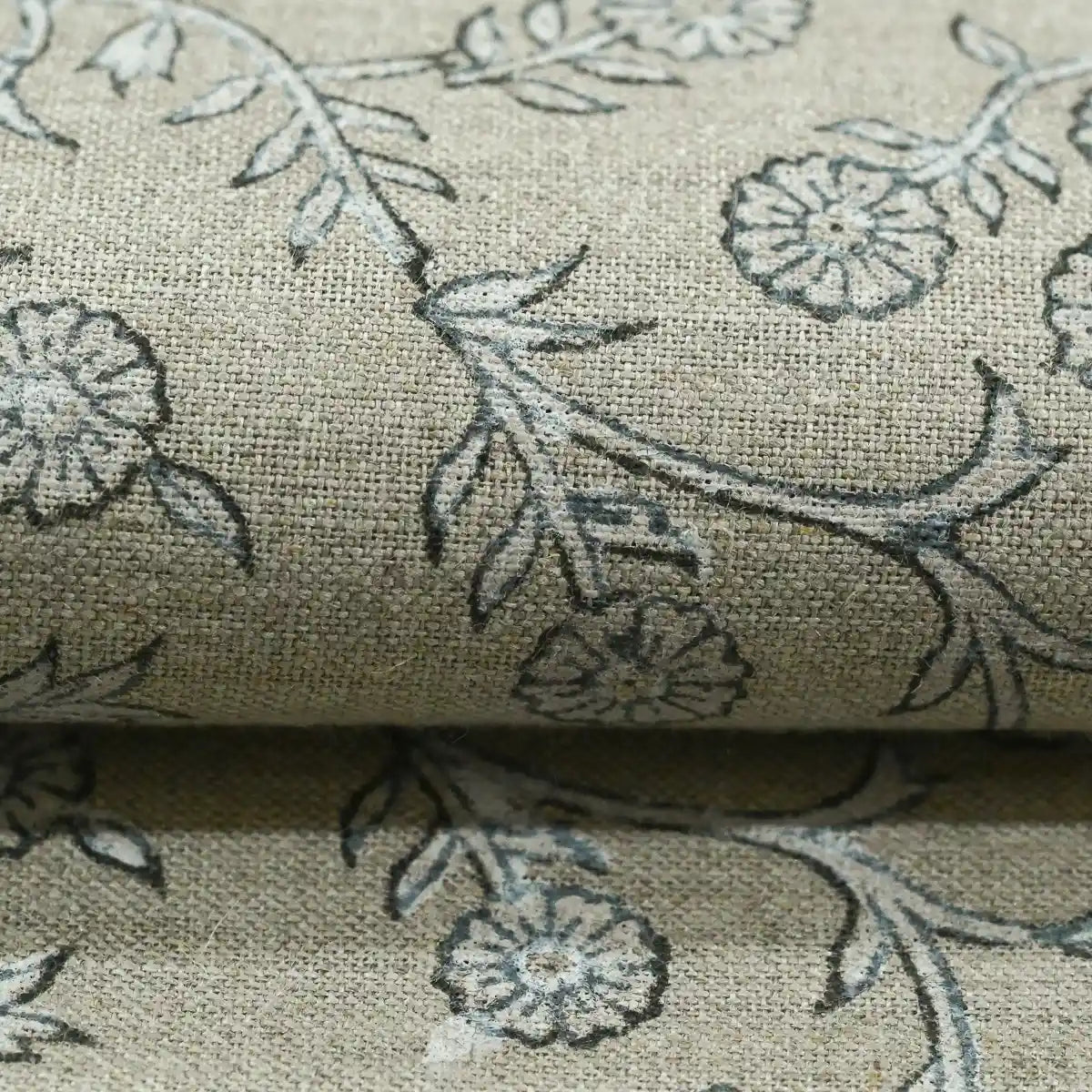 Ydorb Floral Hand Block Print Linen Fabric