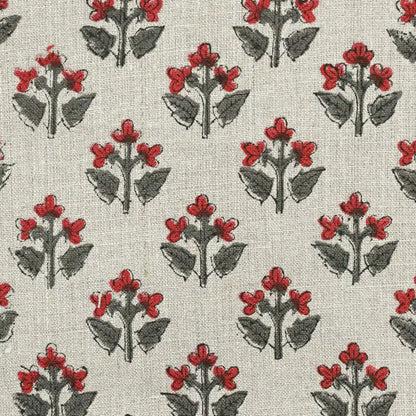 Indral Floral Block Print Linen Fabric