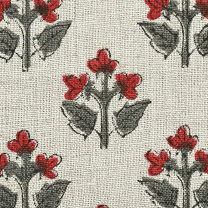 Indral Floral Block Print Linen Fabric