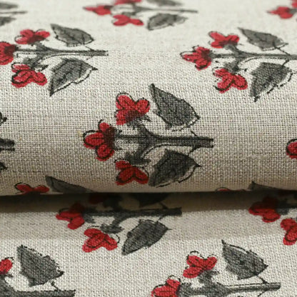 Indral Floral Block Print Linen Fabric