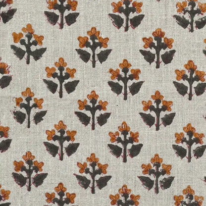 Indral Floral Block Print Linen Fabric