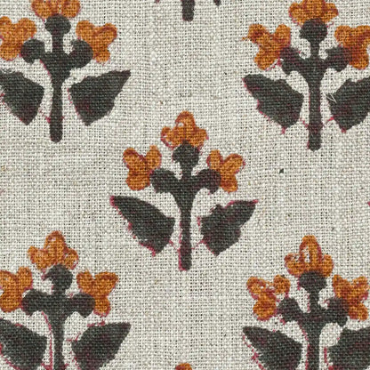 Indral Floral Block Print Linen Fabric