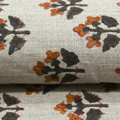 Indral Floral Block Print Linen Fabric