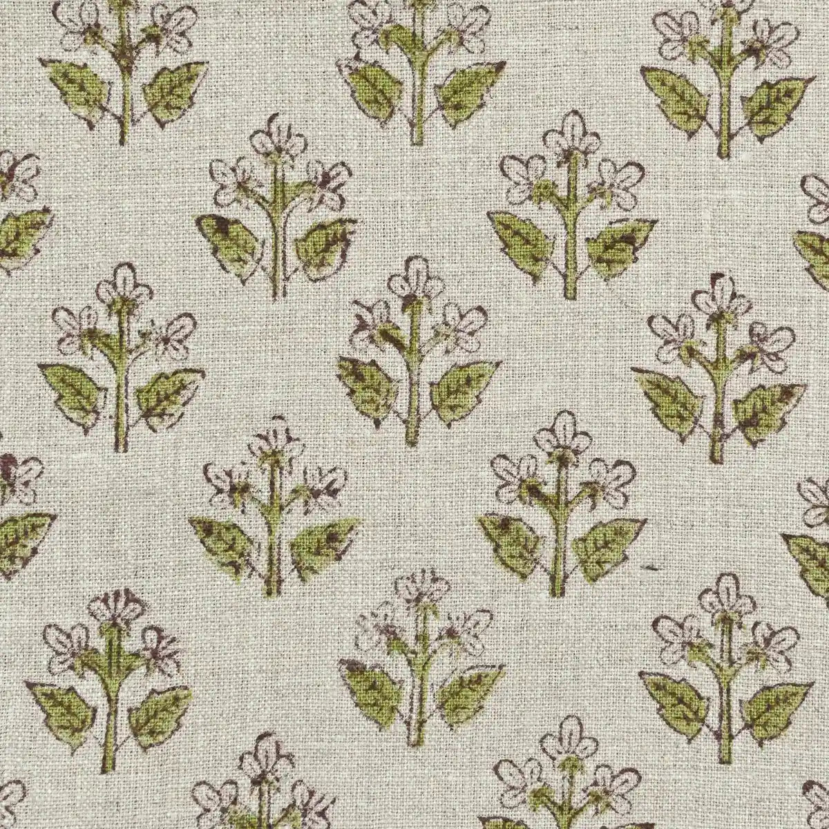 Indral Floral Block Print Linen Fabric