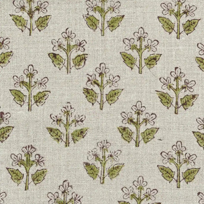 Indral Floral Block Print Linen Fabric